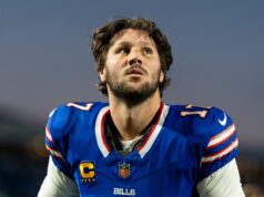 Problema de contas sobre atualização de lesão de Josh Allen antes do jogo dos Eagles Josh Allen #17 of the Buffalo Bills.