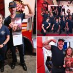 Quente! Quente! Quente! As estrelas dos novos calendários do FDNY são só sorrisos - e músculos - no encontro e saudação dos fãs