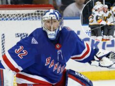 Rangers perdem liderança no final do OT para Golden Knights, o que continua tendências perturbadoras O goleiro do New York Rangers, Jonathan Quick, defendendo a rede.