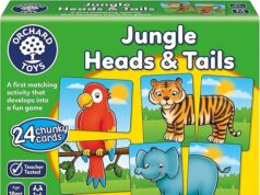 Recolha urgente de brinquedos vendidos em Sainsbury’s e Argos por ‘sério risco de asfixia’ Alguns jogos Jungle Heads & Tails da Orchard Toys foram recolhidos devido ao risco de asfixia