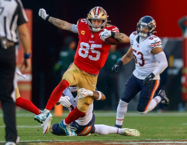 Relatório de lesão do 49ers-Bears: o tight end George Kittle pode perder o sexto jogo do ano
