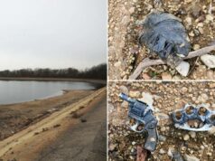 Reservatório de Nova York cai 2,5 metros, revelando pacote sinistro embrulhado em fita adesiva Reservatório de Nova York cai 2,5 metros, revelando pacote sinistro embrulhado em fita adesiva