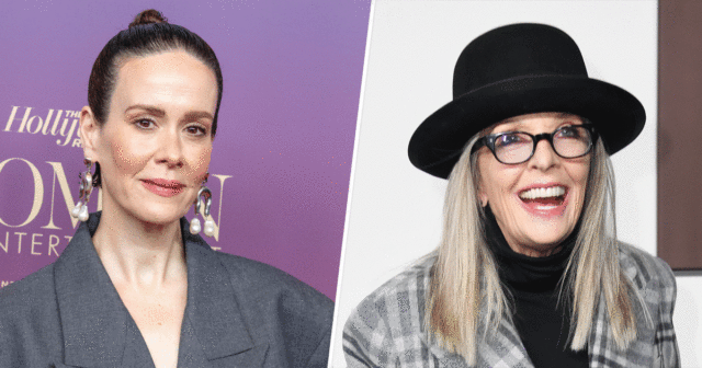 Sarah Paulson lê textos hilariantes que Diane Keaton lhe enviou: Diane Keaton e Sarah Paulson na Aliança pelos Direitos da Criança 3º evento anual de direito de rir de celebridades em Avalon em 12 de junho de 2012 em Hollywood.