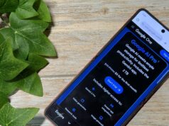 Se você comprou um telefone novo durante as férias, faça isso antes do final do ano Logotipo do Google AI Pro cercado por visualizações de recursos flutuantes, em um fundo gradiente azul-petróleo.