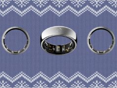 Seu relógio de fitness pode ficar com ciúmes: este anel inteligente custa US $ 299 Mão com esmalte roxo claro usando um anel de prata.