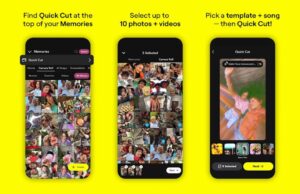 Snapchat Quick Cut cria automaticamente vídeos sincronizados com música em segundos Snapchat Quick Cut cria automaticamente vídeos sincronizados com música em segundos | Capturas de tela mostradas