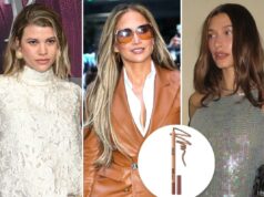 Sofia Richie Grainge, Hailey Bieber e Jennifer Lopez confiam neste delineador labial viral Lápis de cor Make Up For Ever Artist em tom marrom com amostra.
