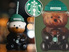 Starbucks apresenta outra chance de conquistar a cobiçada Copa Bearista Uma xícara fria Starbucks Bearista cheia de uma bebida de café frio em camadas.