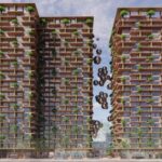 Área Plaza de duas torres habitacionais com um total de 768 unidades residenciais, localizada na área de Fountain Alley na 35 South Second Street no centro de San Jose, conceito de imagem.(Bjarke Ingels Group)