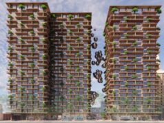 Surge visão para torres habitacionais de San Jose planejadas para estacionamento Área Plaza de duas torres habitacionais com um total de 768 unidades residenciais, localizada na área de Fountain Alley na 35 South Second Street no centro de San Jose, conceito de imagem.(Bjarke Ingels Group)