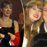 Taylor Swift segura adoravelmente a filha de Kylie Kelce no jogo Chiefs vs. Chargers durante o fim de semana de aniversário