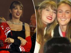 Taylor Swift segura adoravelmente a filha de Kylie Kelce no jogo Chiefs vs. Chargers durante o fim de semana de aniversário Taylor Swift segura adoravelmente a filha de Kylie Kelce no jogo Chiefs vs. Chargers durante o fim de semana de aniversário