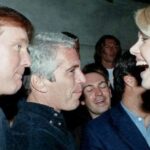 Donald Trump e Jeffrey Epstein juntos.