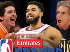 Timothée Chalamet e Ben Stiller FaceTime Knicks após vitória na Copa da NBA Karl Anthony Towns Getty 2