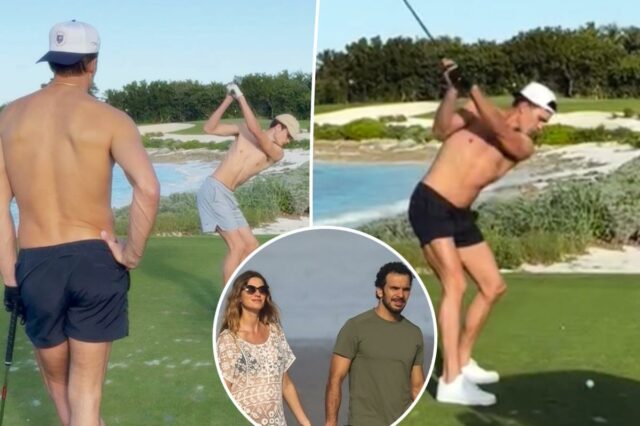 Tom Brady passa férias sem camisa com o filho Jack após o casamento secreto da ex Gisele Bündchen
