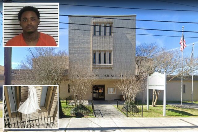 Três presidiários escapam da prisão da Louisiana – policiais correndo Três presidiários escapam da prisão da Louisiana – policiais correndo para prender o último suspeito de assassinato fugitivo