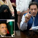 Imran Khan e Bushra Bibi sentados à mesa.