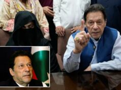 Tribunal paquistanês condena ex-primeiro-ministro e esposa a 17 anos de prisão por venderem presentes do Estado Imran Khan e Bushra Bibi sentados à mesa.