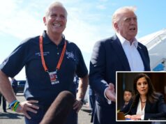 Trump endossa Bruce Blakeman para governador de Nova York – um dia depois que a deputada republicana Elise Stefanik desistiu da disputa O presidente Donald Trump fala com repórteres ao lado do executivo do condado de Nassau, Bruce Blakeman.