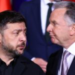 O presidente ucraniano Volodymyr Zelensky e o enviado especial dos EUA Steve Witkoff em Berlim.