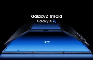Um preço absurdo nos EUA arruinará o Galaxy Z TriFold, e a Apple nos mostrou por quê Smartphone Huawei com três dobras contra um fundo geométrico