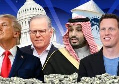 Uma Paramount rejeitada ainda pode conquistar os acionistas da Warner Bros. Discovery? | Análise O presidente Donald Trump, o CEO do WBD, David Zaslav, o príncipe herdeiro e primeiro-ministro da Arábia Saudita, Mohammed bin Salman, e o CEO da Paramount, David Ellison. (Getty Images/Chris Smith para TheWrap)