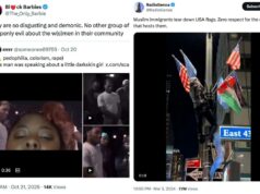 Uma denúncia nas redes sociais revela que influenciadores “americanos” nos exploram no exterior Uma colagem de imagens contendo 2 imagens, a Imagem 1 mostra uma captura de tela de uma postagem em mídia social com dois vídeos; um mostra o rosto de uma mulher e um homem ao fundo, e o outro mostra um homem com uma camiseta branca que diz: