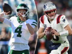 Veja como assistir Patriots vs. Jets ao vivo gratuitamente: Tempo, streaming logotipo de fantasia azarão