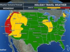 Viajantes de Natal enfrentam atrasos devido à neve e rio atmosférico Viajantes de Natal enfrentam atrasos devido à neve e rio atmosférico