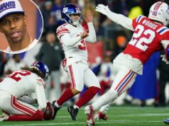 Victor Cruz desabafa frustrações dos Giants após chute mal feito: ‘Acabei de jogar minha bebida para o outro lado da sala’ Victor Cruz desabafa frustrações dos Giants após chute mal feito: 'Acabei de jogar minha bebida para o outro lado da sala'
