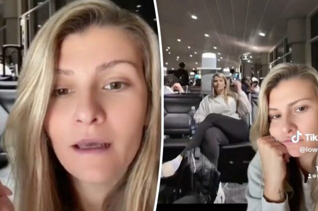Lauren Britt expondo como as mulheres são filmadas secretamente em público, mostrando uma mulher em um terminal de aeroporto filmada sem o seu conhecimento ao lado de Lauren Britt falando para a câmera.