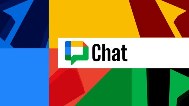 Logotipo do Google Chat em um fundo laranja do Android Police.