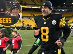 Zach Wilson parabeniza Aaron Rodgers pelo casamento com a esposa misteriosa logotipo de fantasia azarão