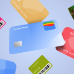 Uma pilha de cartões digitais com um botão