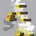 O Met Office emitiu uma série de avisos meteorológicos amarelos e âmbar para amanhã