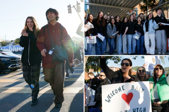 A Palisades Charter High School reabre um ano depois que incêndios florestais em Los Angeles devastaram o campus
