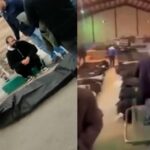 Um prédio incendiado em Teerã, no Irã, após protestos em massa na semana passada.