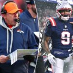 Sean Payton à margem durante um jogo de futebol.