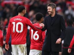 A decisão de Matheus Cunha de Michael Carrick x City provou que Ruben Amorim estava fadado ao fracasso no Man Utd O atacante brasileiro nº 10 do Manchester United, Matheus Cunha, comemora após fazer o cruzamento para seu segundo gol durante a partida de futebol da Premier League inglesa entre Manchester United e Manchester City em Old Trafford, em Manchester, noroeste da Inglaterra, em 17 de janeiro de 2026