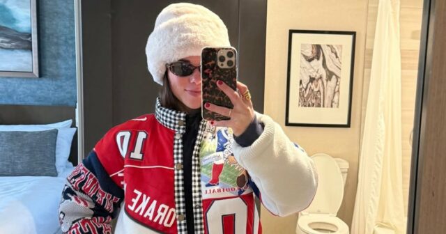 A esposa de Drake Maye prova sua devoção aos patriotas com roupa do campeonato AFC

