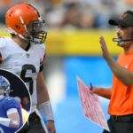 Baker Mayfield nº 6 do Cleveland Browns conversa com o técnico Kevin Stefanski durante um jogo de 2021.