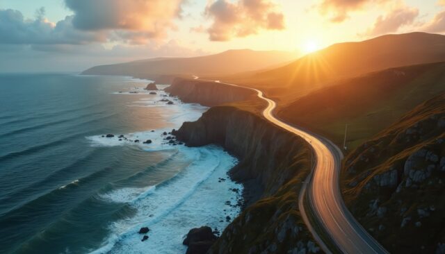 Vista panorâmica da ponte Bixby Creek e da dramática costa do Oceano Pacífico, Big Sur, Califórnia