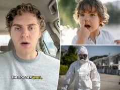 A ‘parede de meleca’ da minha infância me mandou para o hospital – e pessoas em trajes HAZMAT vieram à minha casa Um menino de cabelos cacheados cutucando o nariz, com a boca aberta, ao ar livre.