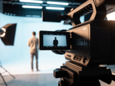 A pesquisa YouGov sugere que o endosso de marcas de jogos de azar de celebridades não faz muito para o americano médio A pesquisa YouGov sugere que o endosso de marcas de jogos de azar de celebridades não faz muito para o americano médio. Câmera de vídeo filmando a silhueta de uma pessoa em um estúdio com equipamento de iluminação profissional ao fundo.