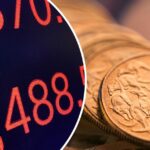 Uma tela acima do pregão da Bolsa de Valores de Nova York exibe o número de fechamento da média industrial Dow Jones, terça-feira, 20 de janeiro de 2026. (AP Photo/Richard Drew)