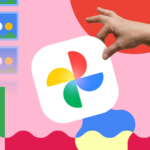 um telefone exibindo os resultados da pesquisa do Google Fotos em uma mesa ao lado de duas maçãs vermelhas