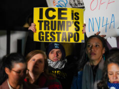 Abolir o ICE? A América está entusiasmada com a ideia. Os manifestantes cantam e marcham durante um comício por Renee Good, que foi morta a tiros por um oficial do ICE no dia anterior, quinta-feira, 8 de janeiro de 2026, em Minneapolis. (Foto AP/John Locher)