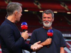 ‘Absolutamente não’… Roy Keane está totalmente certo ao dizer que o candidato a técnico interino do Man Utd deve ser descartado – opinião Patrick Dorgu comemora com seus companheiros durante a partida da Premier League entre Manchester United e Newcastle United.