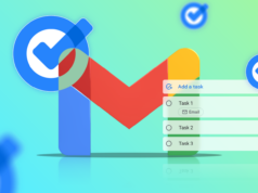 Achei que não precisava de um gerenciador de tarefas no Gmail – até tentar Um smartphone exibindo uma interface do Google Tasks cercada por ícones flutuantes de marcas de seleção azuis.