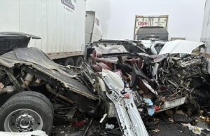 Acumulação catastrófica envolvendo até 150 veículos fecha famosa rodovia da Califórnia A densa neblina no Vale Central da Califórnia desencadeou um enorme acidente de reação em cadeia que deixou a Rodovia 99 cheia de metal retorcido enquanto carros e caminhões colidiam uns com os outros.